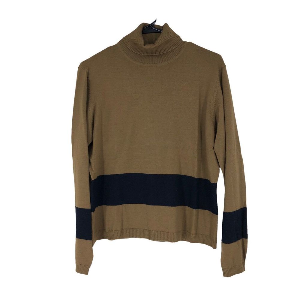 Vintage Evan Picone Merino Wool Sweater, Turtleneck Long Sleeve Color block L